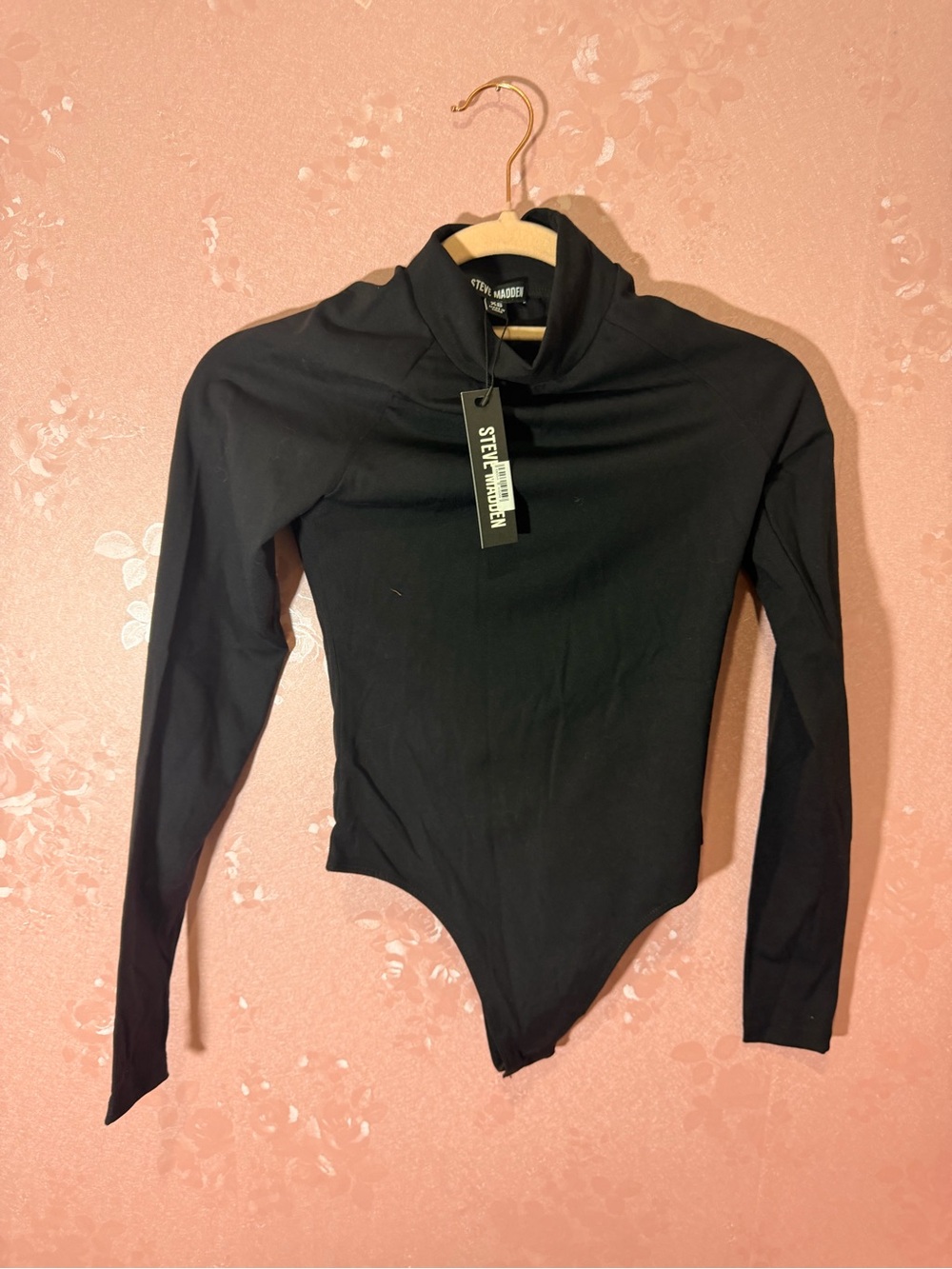 Steve Madden Black Long-Sleeve Women’s One-Piece Bodysuit